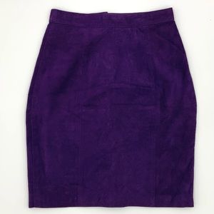 Vintage Suede Skirt Leather Pencil Women Purple Retro 90s Jewel Tone Unique